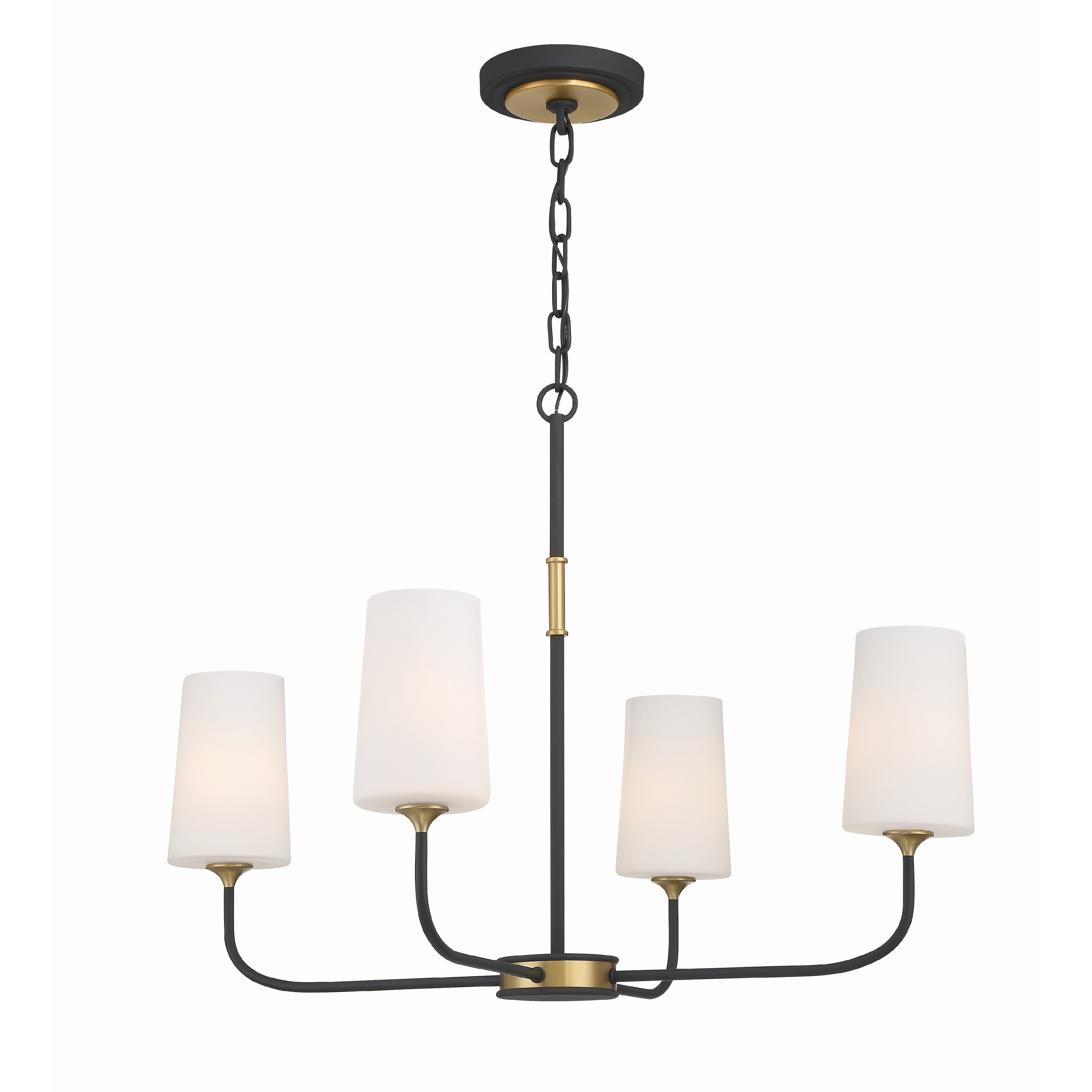 Niles 4 Light Black Forged & Modern Gold Chandelier - 29"W x 21.5"H