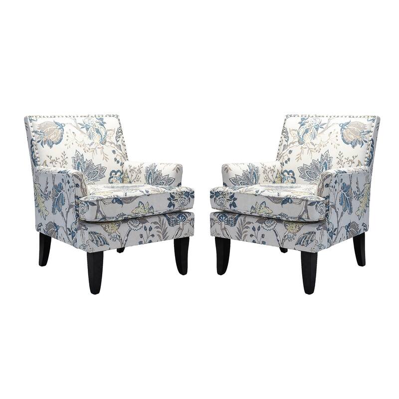Akorda Classic Armchairs with Nailhead Trim and Solid Wood Legs Set of 2 by HULALA HOME