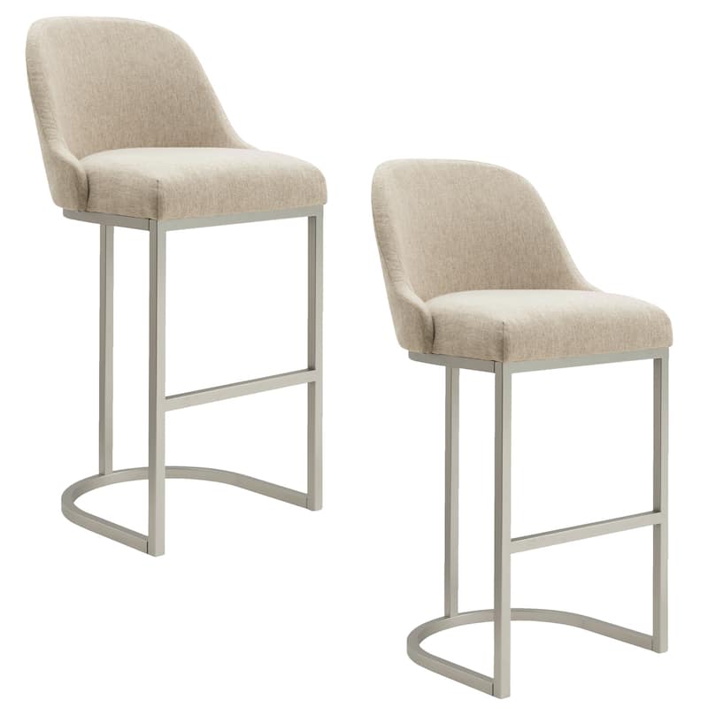 Leick Home 10133PW/OL Barrelback Bar Stool with Metal Base Set of 2