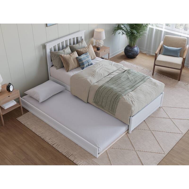 Everett Platform Bed with Panel Footboard and Twin XL Trundle