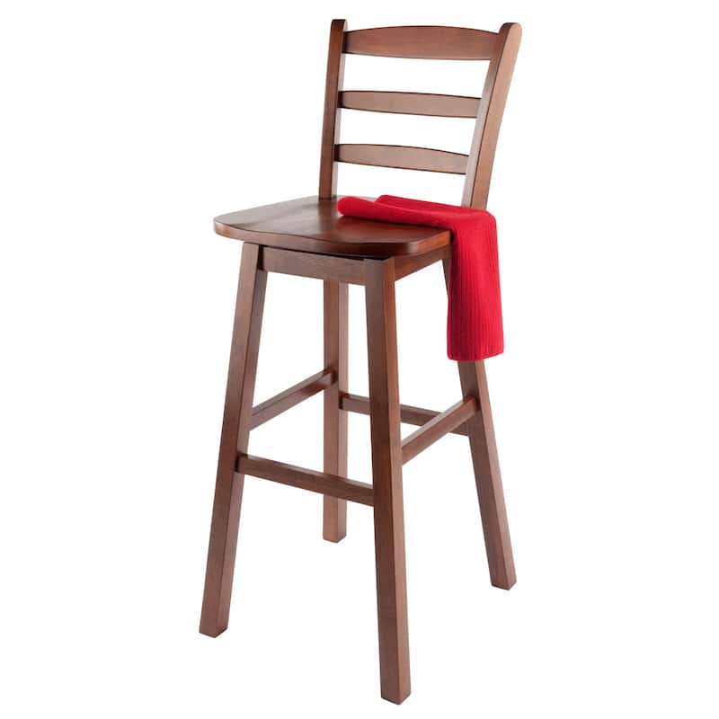 Ladder-back Swivel Seat Bar Stool, Walnut - 16.38 x 18.27 x 43.68 inches
