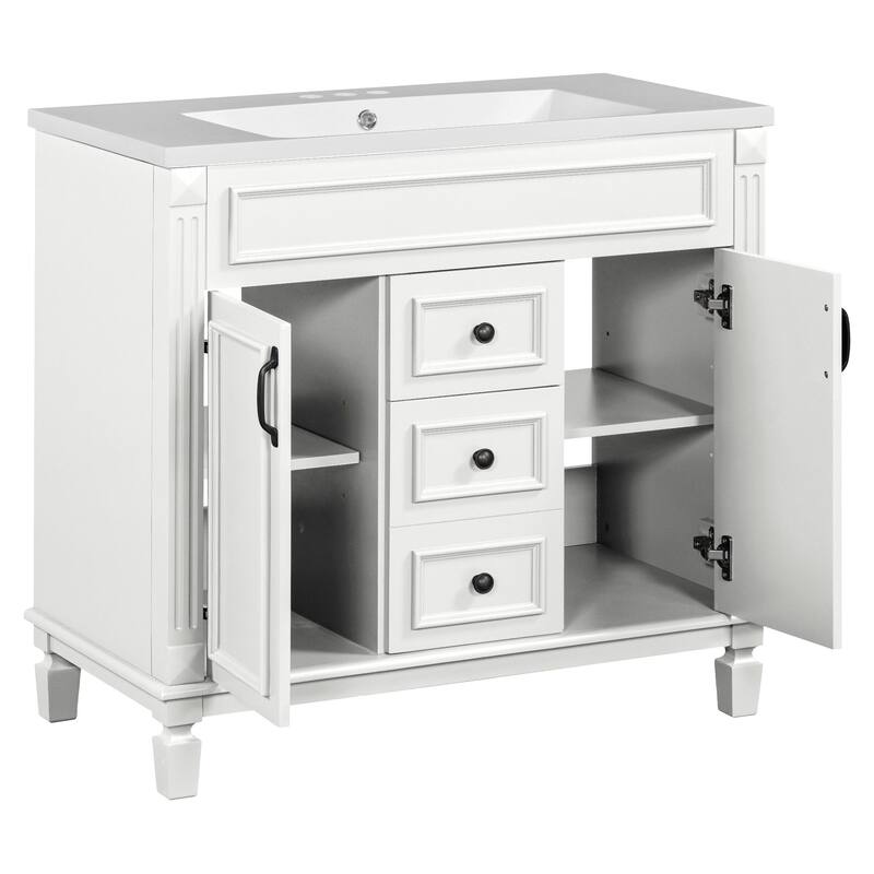 2 Drawers Bathroom Vanity with Top Sink