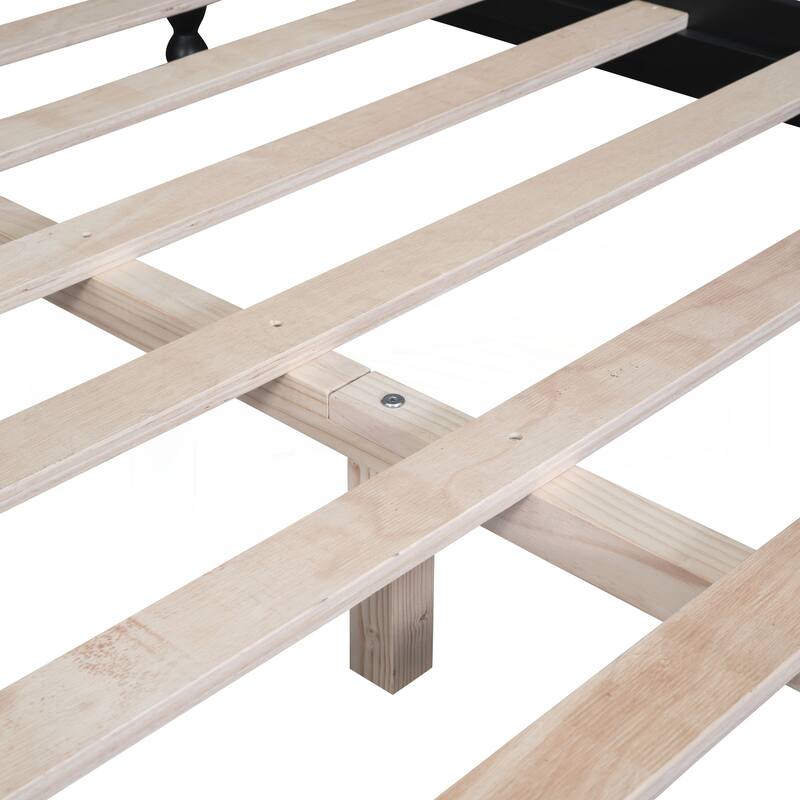 Retro Style Queen Size Wood Platform Bed Frame