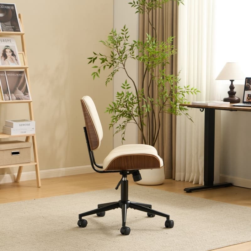 PU Trapezoid Curved Back Swivel Office Chair