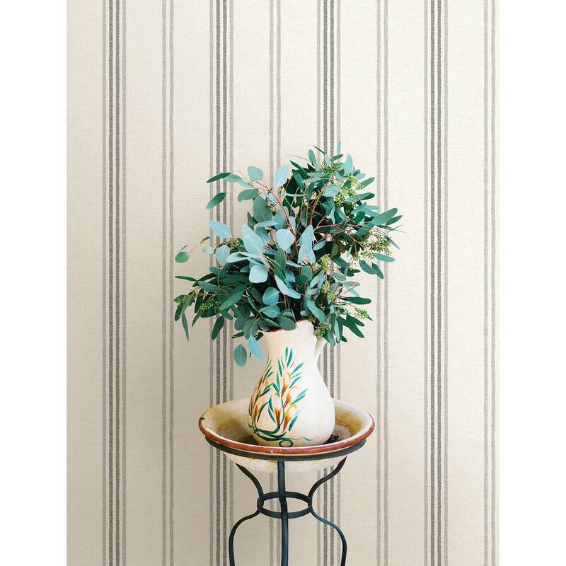 Chesapeake Lovage Charcoal Linen Stripe Wallpaper