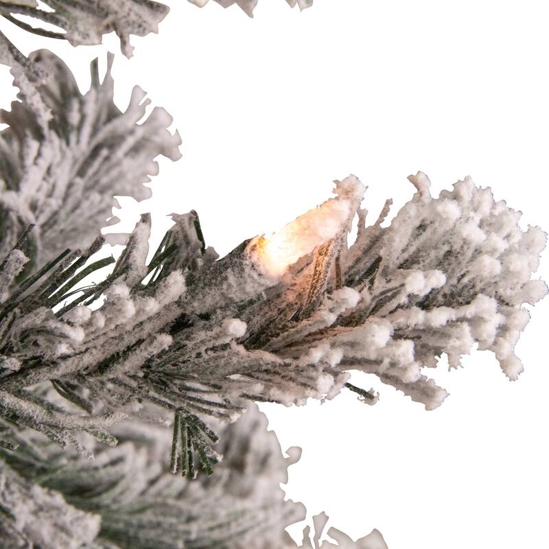 4.5' Flocked Madison Pine Artificial Christmas Tree, Clear Lights - 4.5 Foot