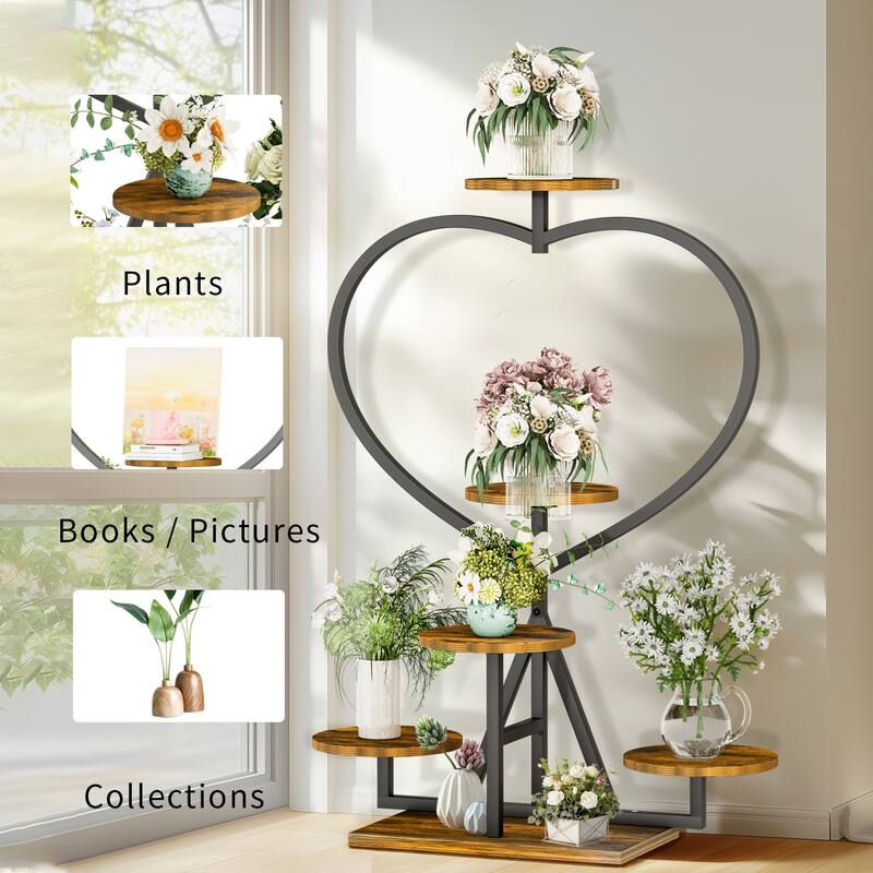 Metal Wood Plant Stand Shelf Flower Pot Display Rack