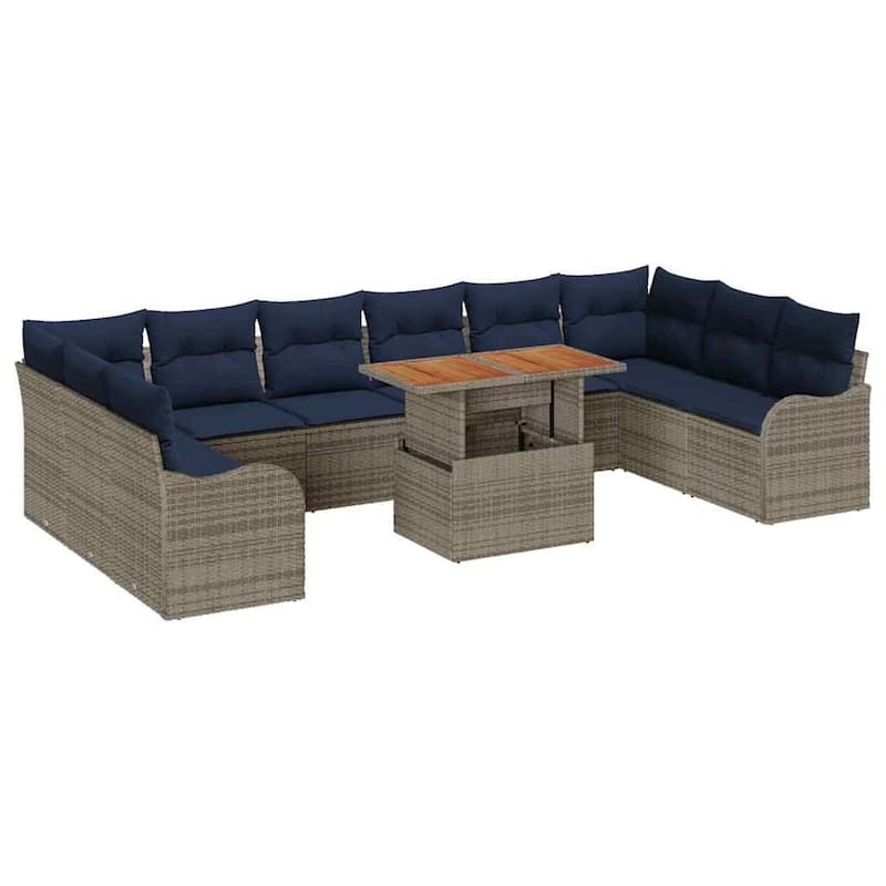 vidaXL 11 Piece Garden Sofa Set with Cushions - 135.4×70×27.2