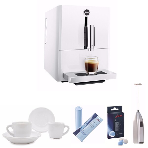 Jura A1 Ultra Compact Coffee Center with P.E.P. (White) with Accessories Bundle