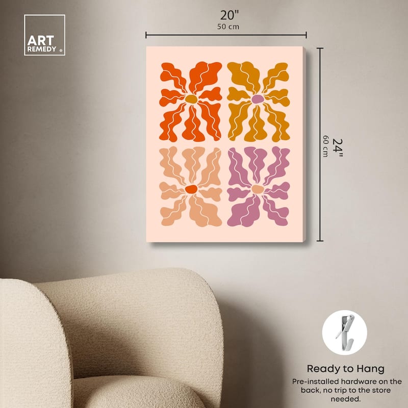Four Flowers Poster Canvas by Art Remedy, Gallery Wrapped