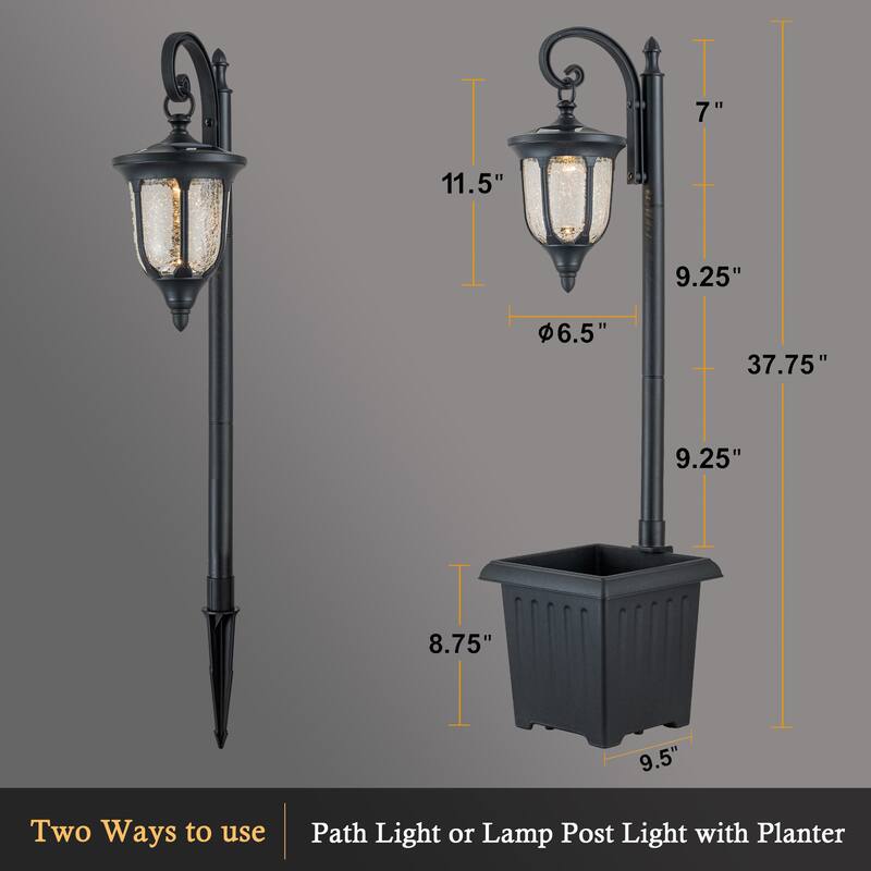 C Cattleya Integrated LED Solar Outdoor Post Light with Planter