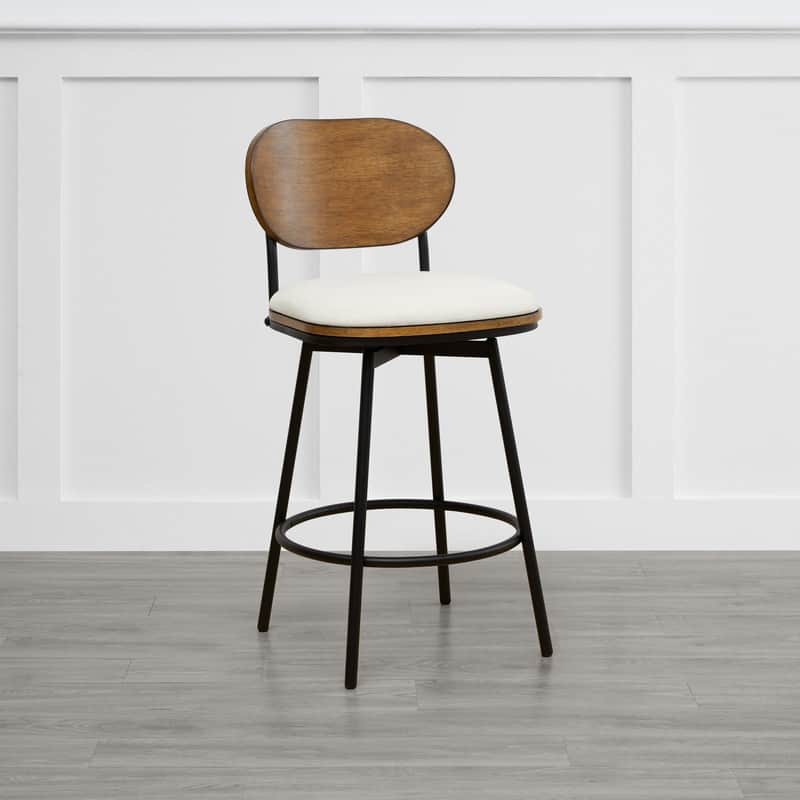 Spruce & Spring Megan Swivel Counter Bar Stool with Metal Legs