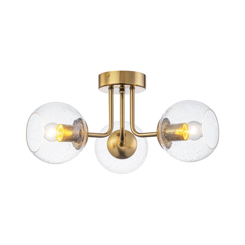 Starsky 3-Light Modern Sputnik Seeded Glass Globes Semi Flush Mount Ceiling Light