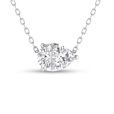 Marquee Lab Grown 1/2 Carat Floating Pear Shaped Diamond Solitaire Pendant in 14K White Gold