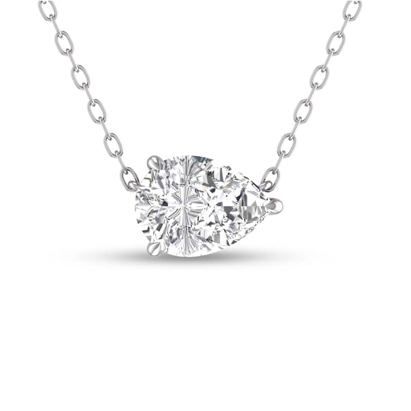 Marquee Lab Grown 3/4 Carat Floating Pear Shaped Diamond Solitaire Pendant in 14K White Gold
