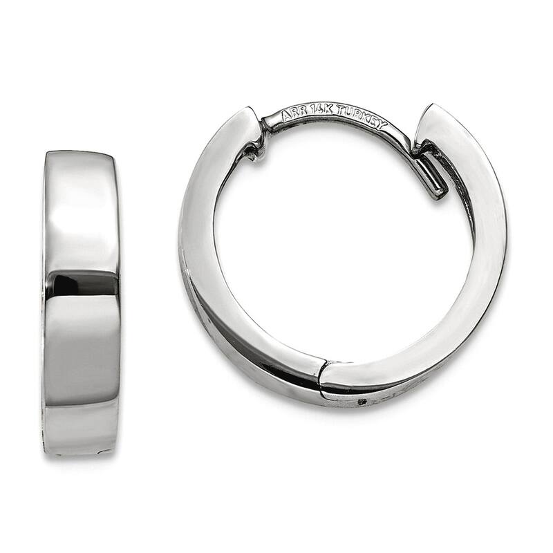 Curata 10k Yellow or White Gold 10x3mm Round Hinged Hoop Earrings - White Gold