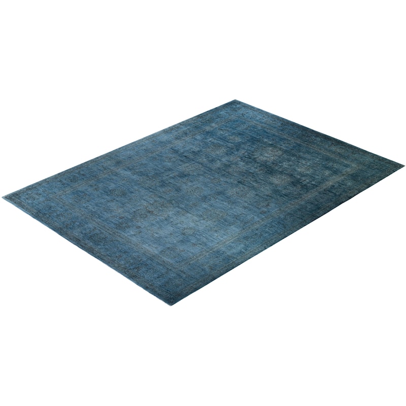 Overton Hand Knotted Wool Vintage Inspired Modern Contemporary Overdyed Gray Area Rug - 12' 1" x 16' 1"