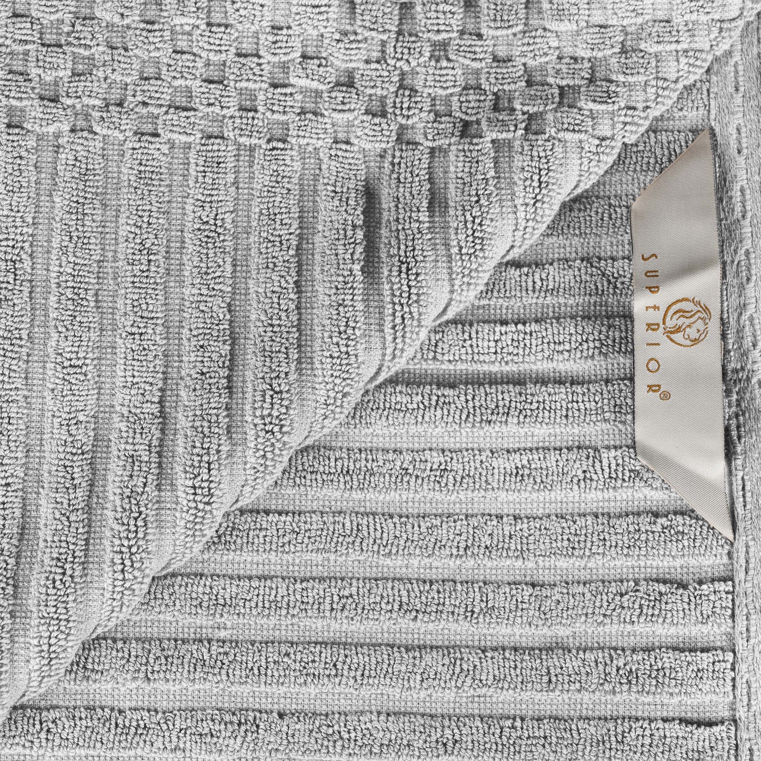 Premium 12-Piece Cotton Towel Set with Solid & Checkered Borders  -image