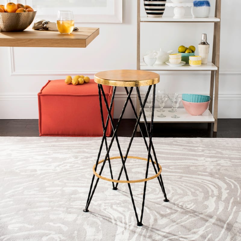 SAFAVIEH Jacklyn -30 Inch Gold/ Black Bar Stool - 15.5" x 15.5" x 30" - 16Wx16Dx30H