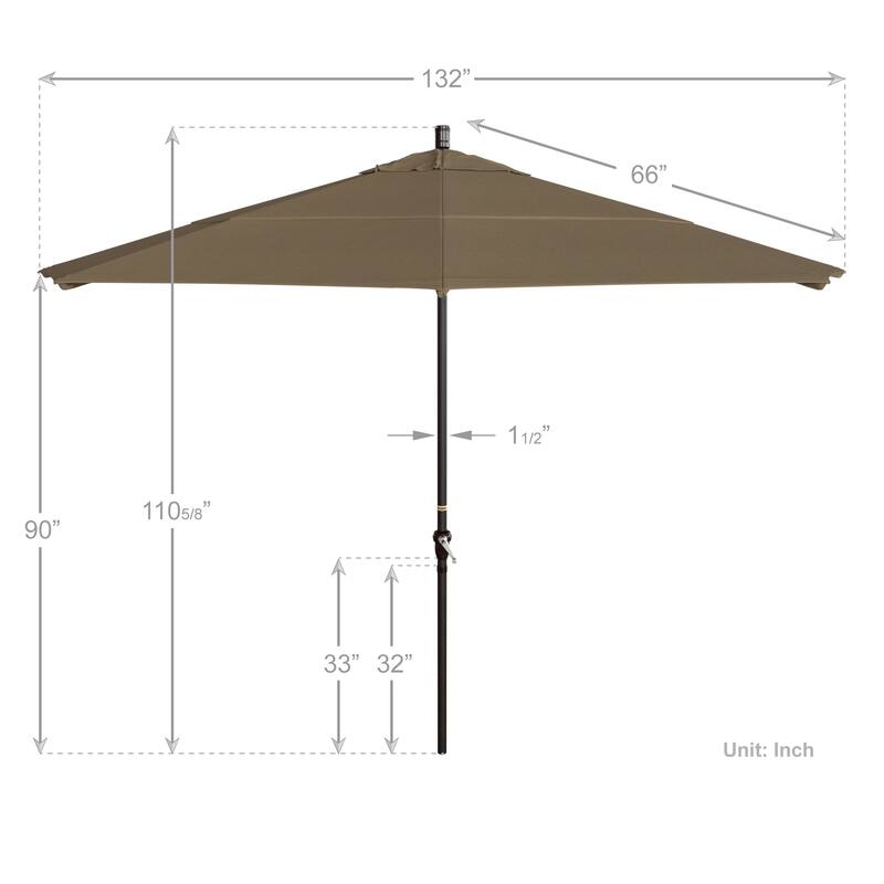 California Umbrella 11' Round Aluminum Crank Open Auto Tlit Patio Umbrella, Bronze Finish, Double Wind Vent.