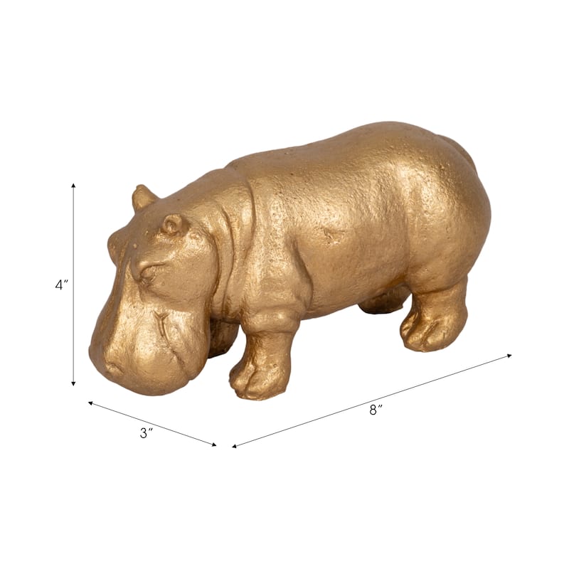 Sagebrook Home Gold 8" Cement Hungry Hippo Decorative Figurine - 8" x 3" x 4"