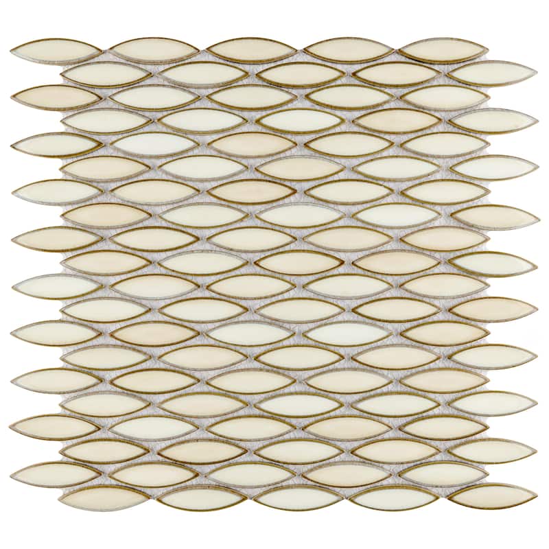 Merola Tile Pescado Glossy Crema 12" x 12-1/2" Porcelain Floor and Wall Tile