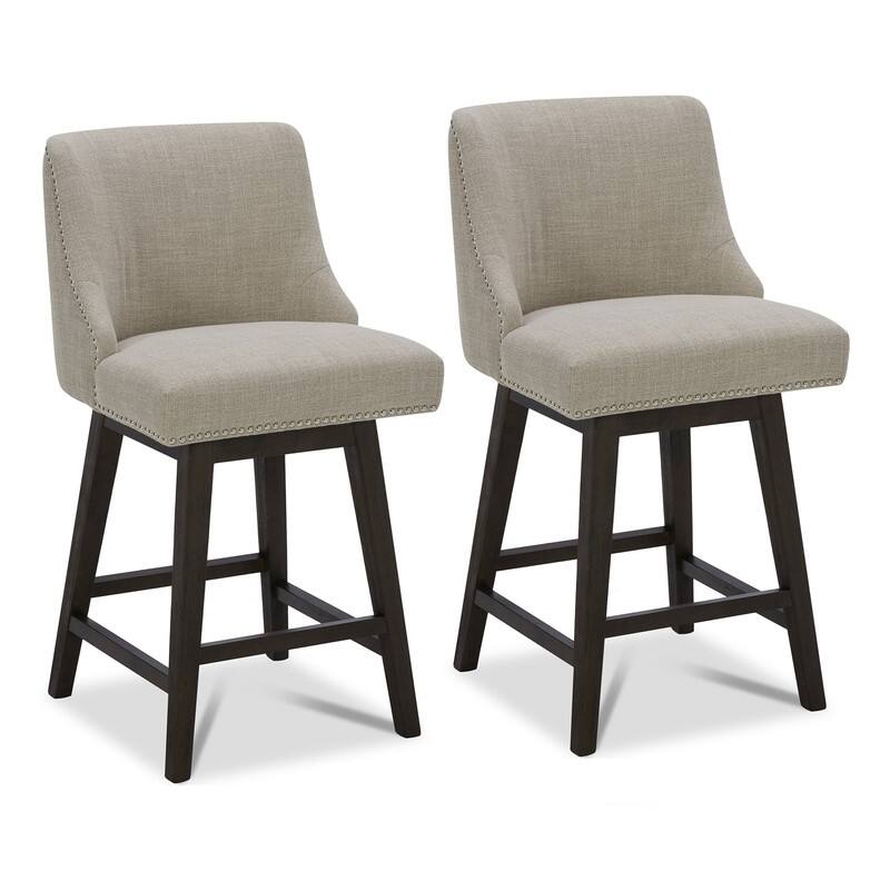 Spruce & Spring Oliver Counter Height Swivel Barstool Set - Set of 2 - Flax Beige - Counter Height