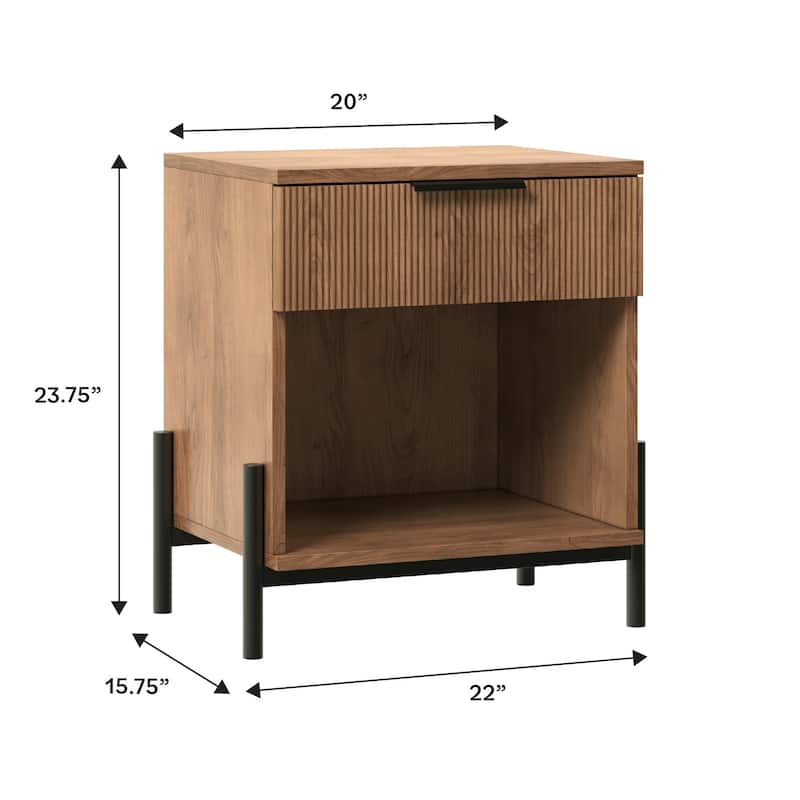 Middlebrook Designs Modern Fluted-Drawer Nightstand
