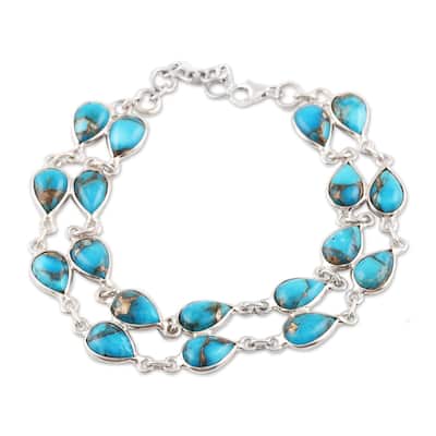 NOVICA Eternal Nature, Composite turquoise link bracelet