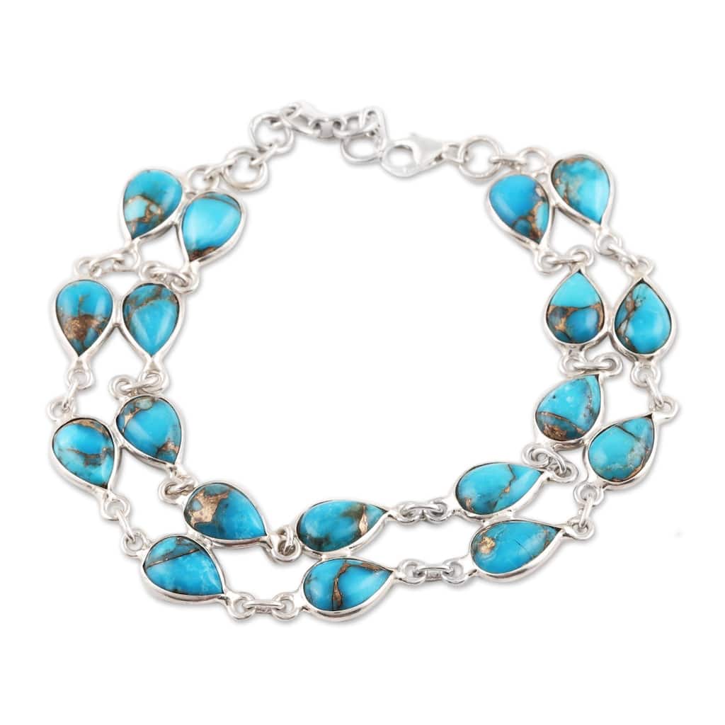 NOVICA Eternal Nature, Composite turquoise link bracelet