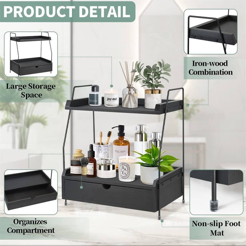 2-Tier Countertop Organizer - 7.5"D x 15.2"W x 16.5"H