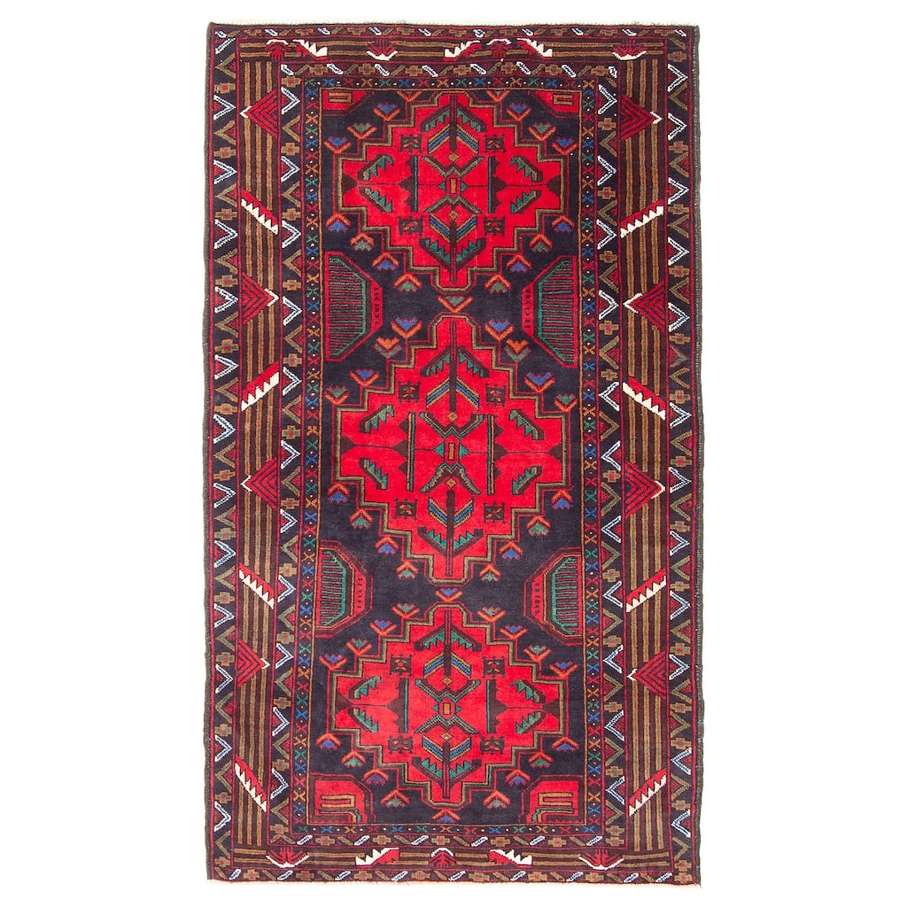 ECARPETGALLERY Hand-knotted Teimani Navy Wool Rug - 3'4 x 6'0