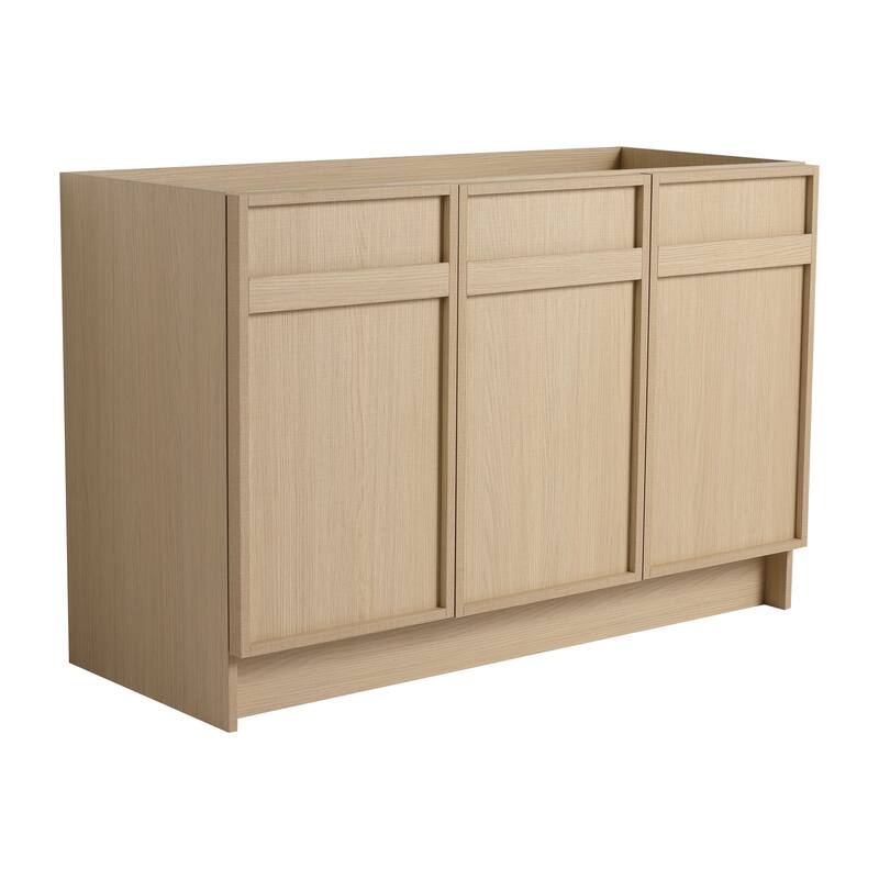 Contemporary Bathroom Vanity Cabinet with Soft-Close Hinges, Scratch-Resistant Melamine Finish, Adjustable Shelf - 46.88in L Plywood - Oak