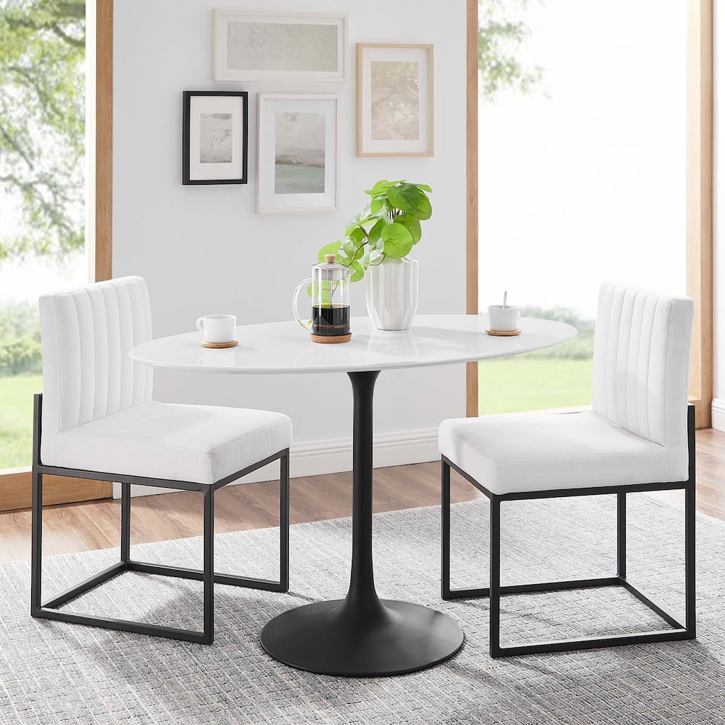 Lippa 48" Oval Wood Top Dining Table - Black White - N/A