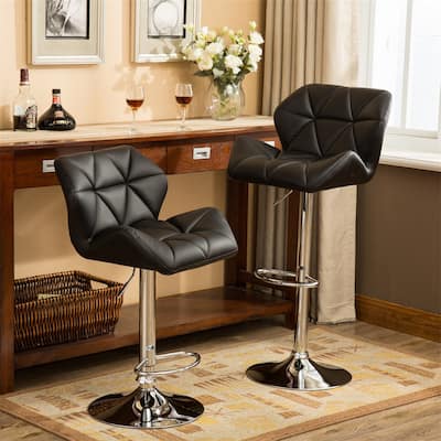 Contemporary Tufted Adjustable Height Hidraulic Bar Stools (Set of 2)