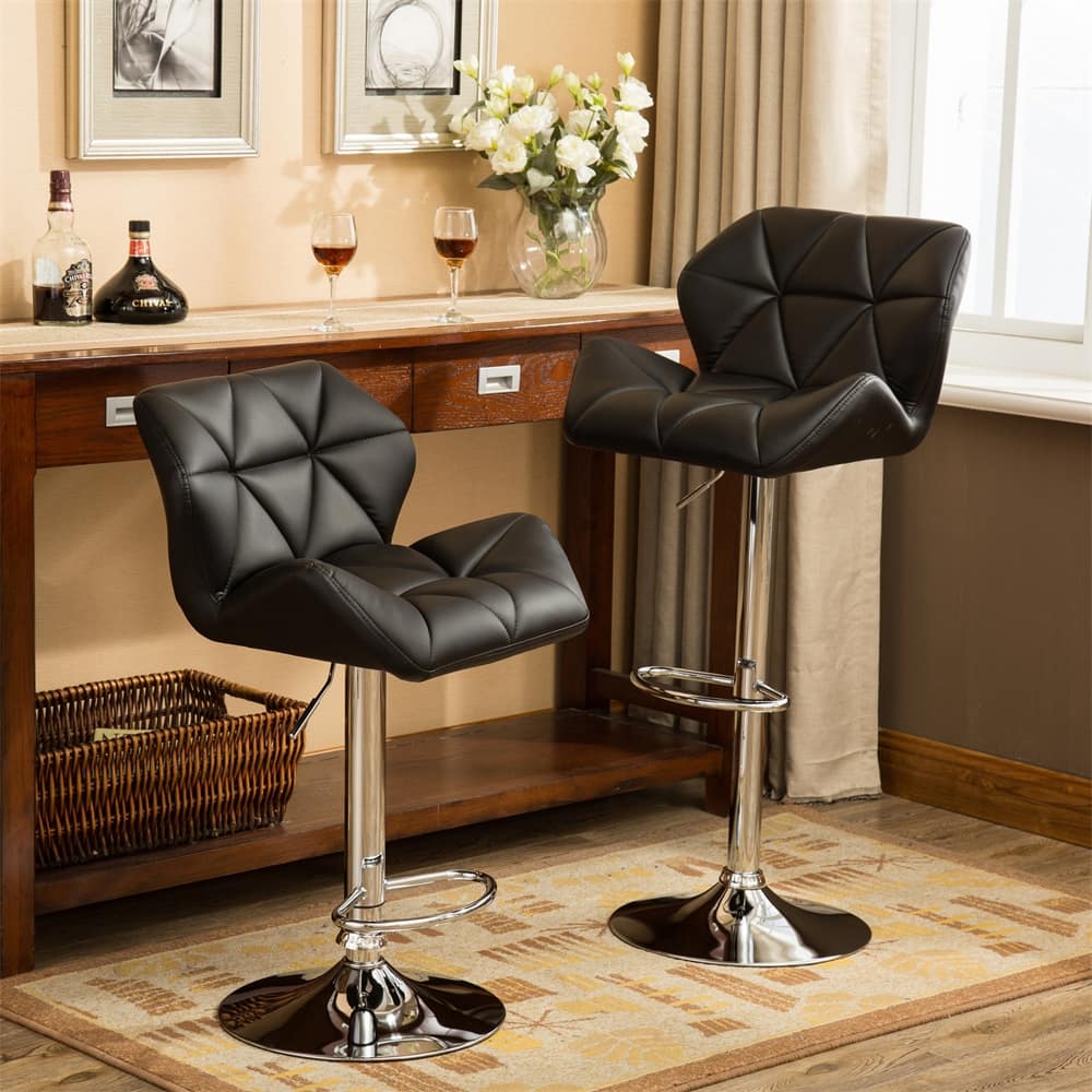 Contemporary Tufted Adjustable Height Hidraulic Bar Stools (Set of 2)
