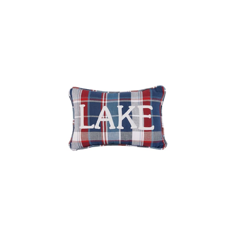 Laurel & Mayfair Picnic Plaid Lake Embroidered Pillow, 8x12"