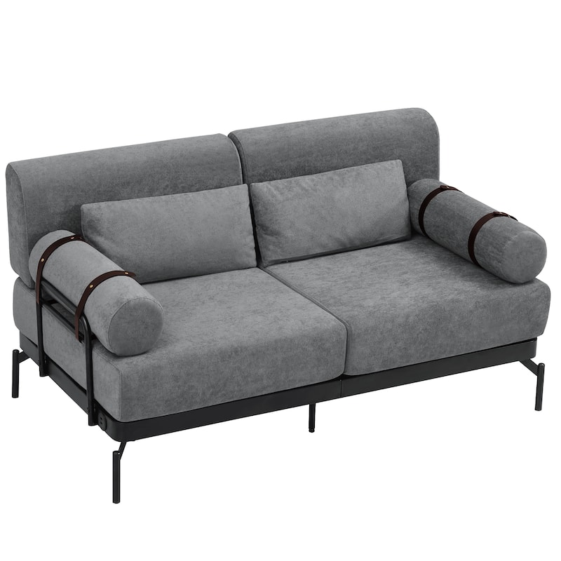 Roomfitters Loveseat Sofa with USB Ports and Cylindrical Armrests, 2-Seater Couch for Living Room