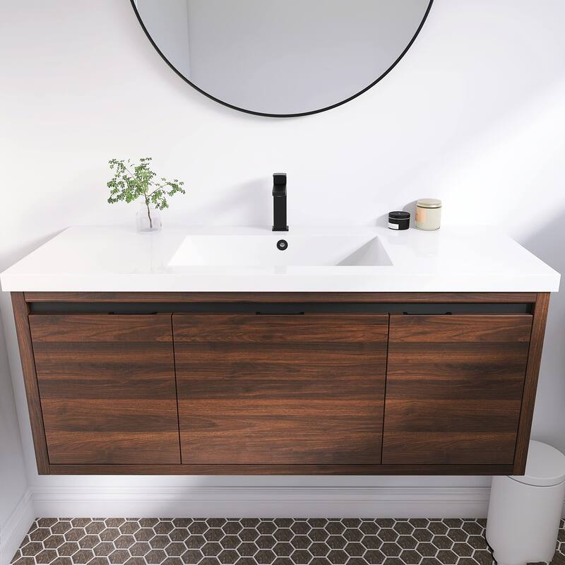 Beingnext 24"/30"/48" Bathroom Vanity with Sink, Floating Bathroom Vanity With Soft Close Door