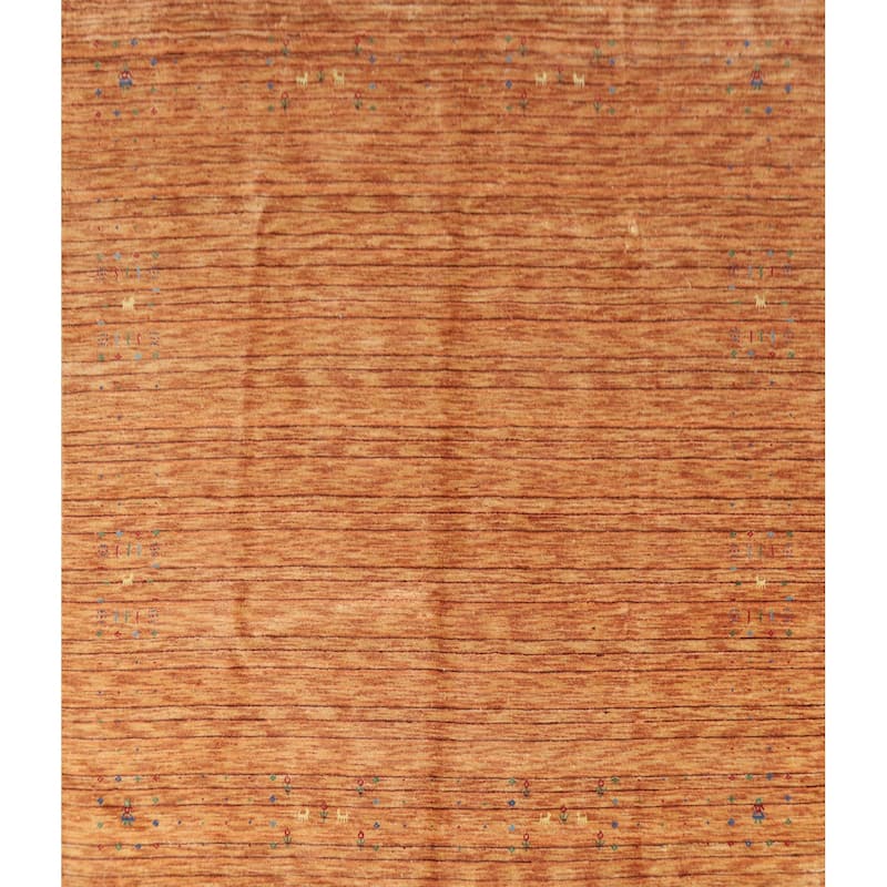 Hand Knotted Oriental Silk Carpet Tribal Animal Pictorial Oranges & Rust Gabbeh Area Rug - 8' 2'' X 8' 3''