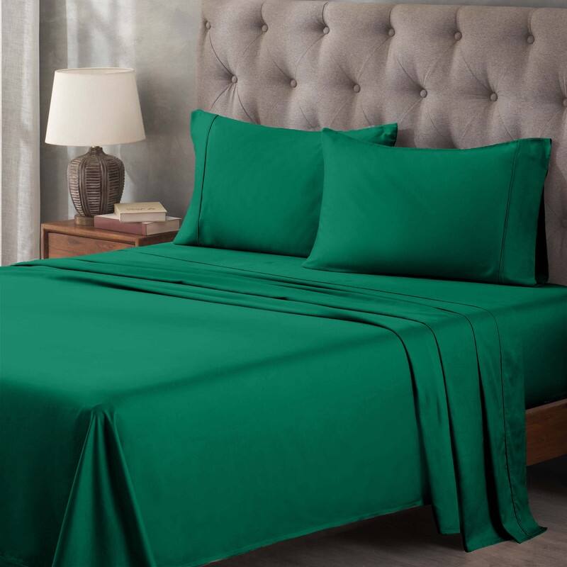 Superior Egyptian Cotton 400 Thread Count Solid Deep Pocket Bed Sheet Set - Green - Twin XL