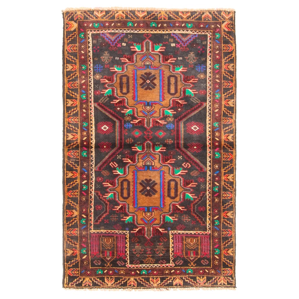 ECARPETGALLERY Hand-knotted Teimani Black Wool Rug - 2'8 x 4'3