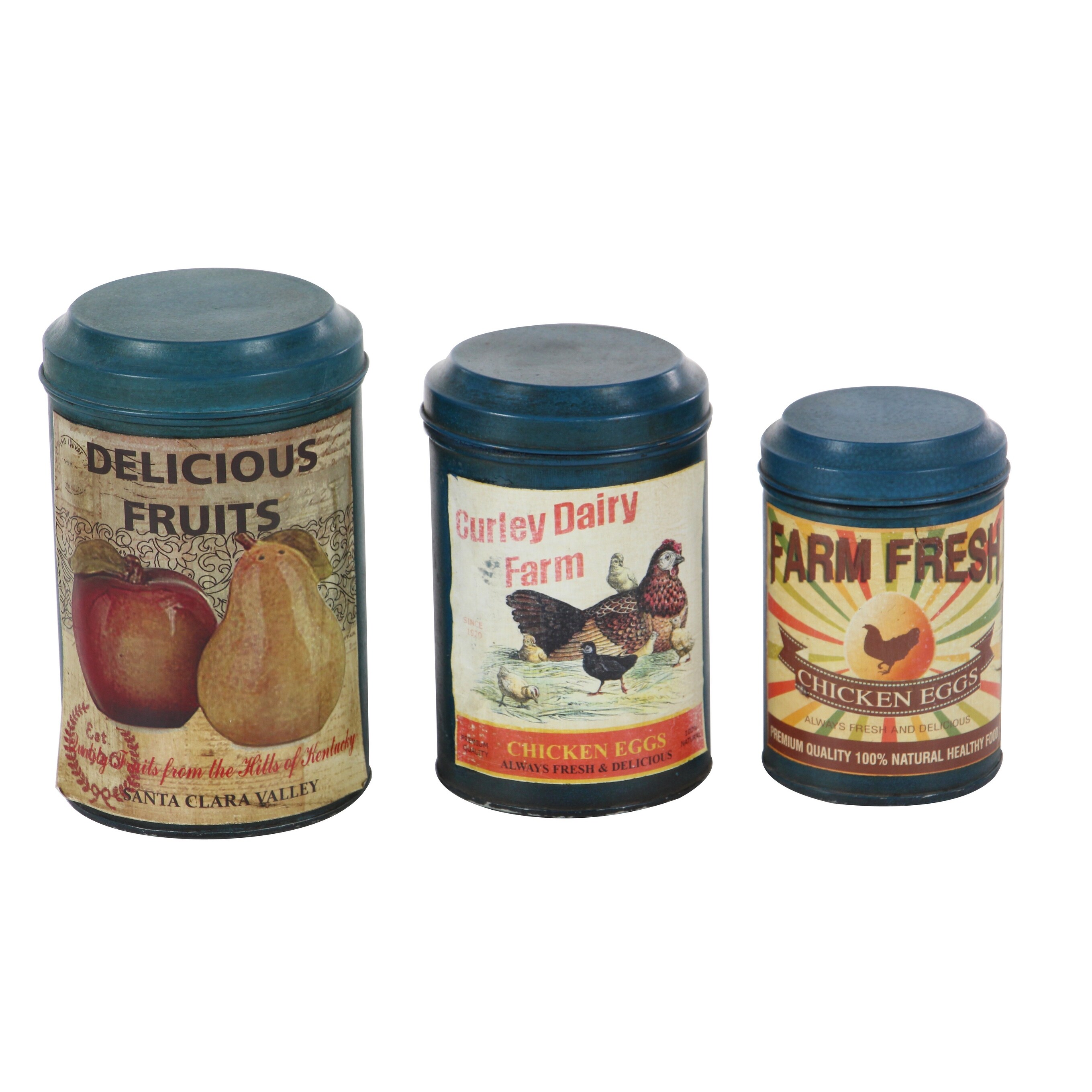 Turquoise Tin Farmhouse Decorative Jar (Set of 3) - S/3 6