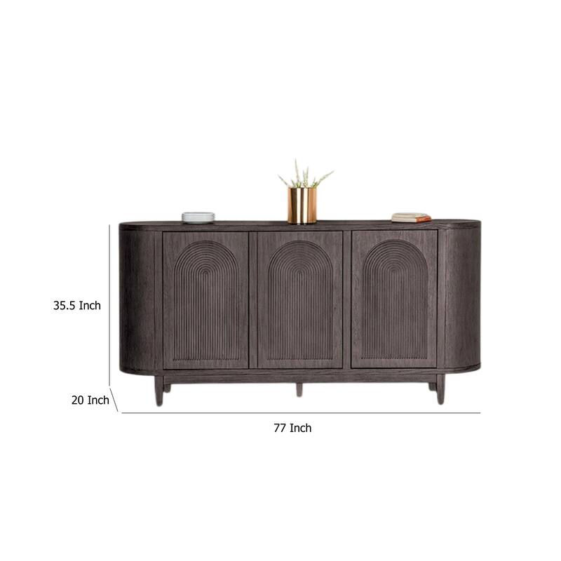 Zoko Sideboard Buffet Console, Arched Design Doors, Gray Wood 77 Inch