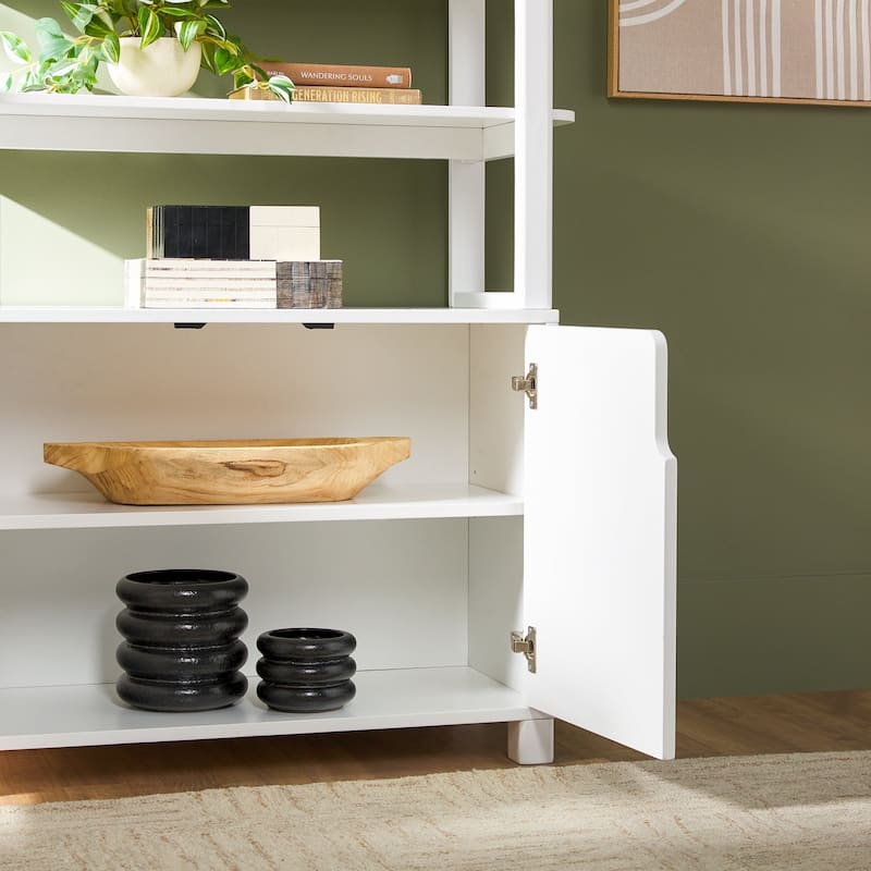 Walker Edison Modern Wood Arched Cabinet Bookcase with Storage