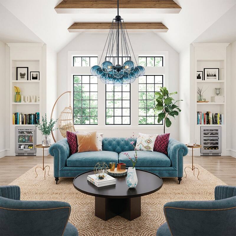Dramatic 3-Light Gradient Transparent Glass Bubble Chandelier - 15.7 in