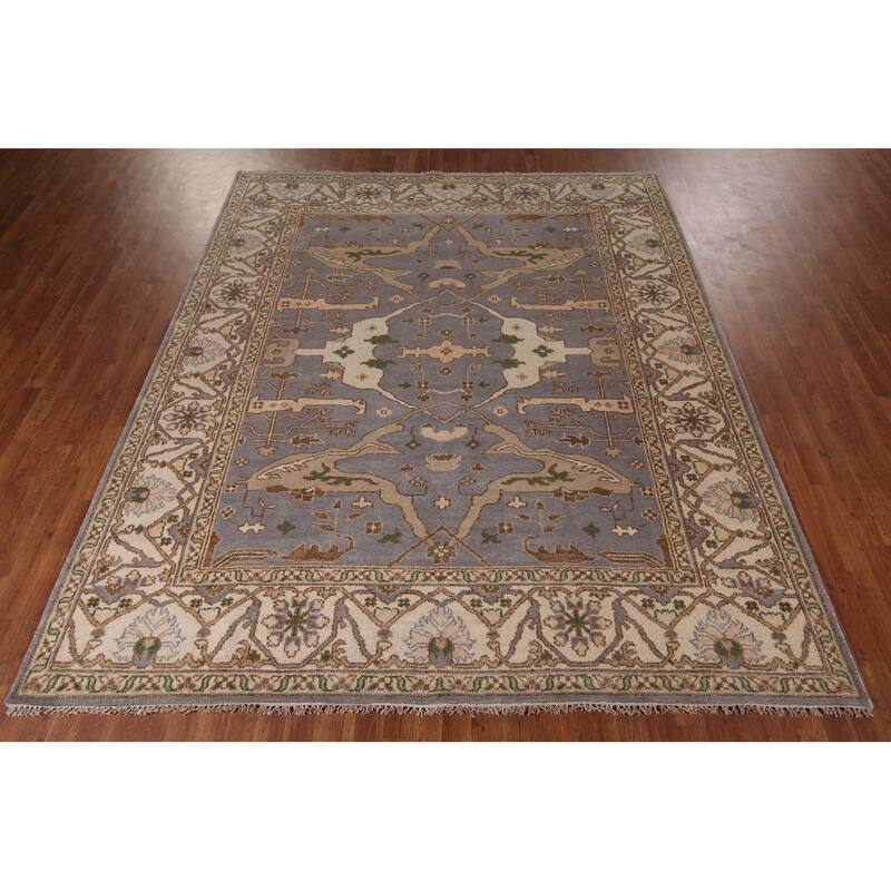 Oushak Indian Area Rug Hand-Knotted Transitional Wool Carpet - 8'0"x 9'10"