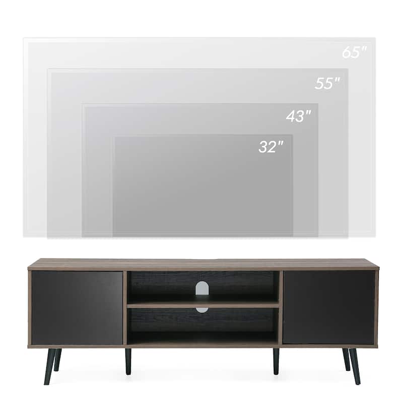 WAMPAT Mid Century Modern TV Stand 61.6 inch Black & Grey