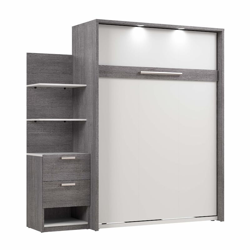 Cielo Full Murphy Bed with Floating Shelves by Bestar