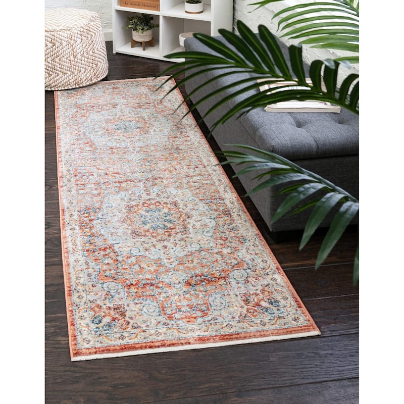 Traditional Haifa Collection Area Rug - Red - 2'x8'